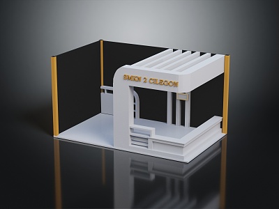 Modern exhibition cubicle stall booth 3d model