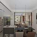Modern Living and Dining Room Interior With Sofa TV Wall Coffee Table And Decorative Plants