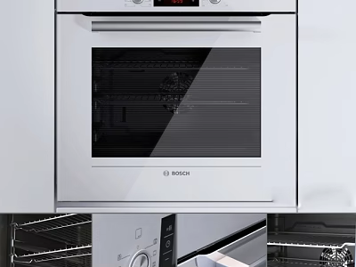 Modern BOSCH Kitchen Oven Appliance Featuring Glass Door And Interior Racks 3d model