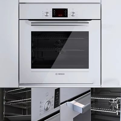 Modern BOSCH Kitchen Oven Appliance Featuring Glass Door And Interior Racks 3d model