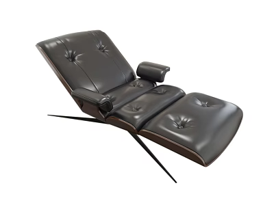 Modern Black Leather Lounge Chair with Tufted Backrest Armrests and Metal Legs Design 3d model