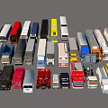 Various Car Types and Models in Different Colors Including Trucks and Vans 3d model