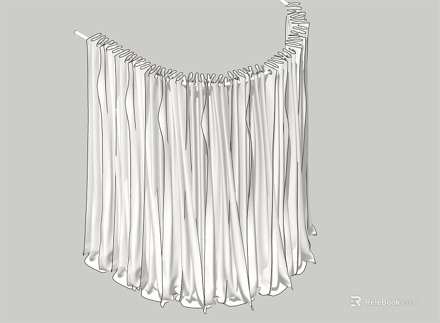 Modern White Pleated Curtains With Soft Fabric For Indoor Home Decor 3d model 
