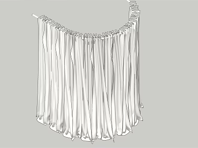 Modern White Pleated Curtains With Soft Fabric For Indoor Home Decor 3d model