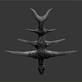 Gray Pterosaur Model With Spread Wings And Red Mouth On Dark Background