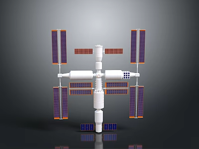 3D Rendered Cosmic Space Station Featuring Solar Panels and Modular Structure 3d model