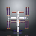 3D Rendered Cosmic Space Station Featuring Solar Panels and Modular Structure