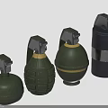 Various Green And Black Grenade Models With Different Military Designs For