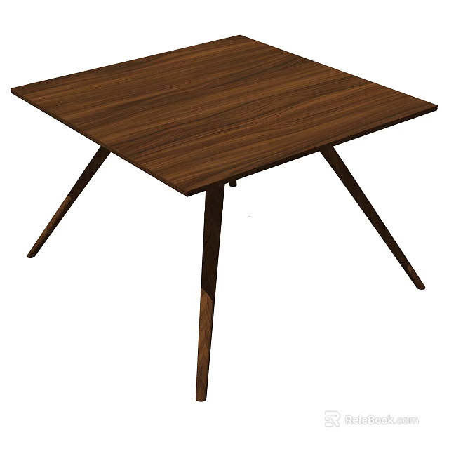 Modern Minimalist Walnut Coffee Table With Square Top And Slim Legs 3d model 