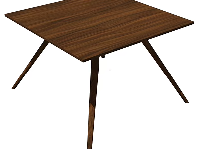 Modern Minimalist Walnut Coffee Table With Square Top And Slim Legs 3d model