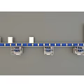 Industrial Equipment With Metal Frames Blue Components And Automated Production Line
