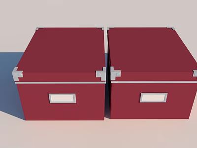 Red Storage Boxes With Silver Corners And White Label Areas For Home Organizing 3d model