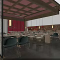 Traditional Hotpot Restaurant Interior With Wooden Decor Lanterns And Open Dining Area