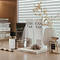 Luxury Skincare And Bath Products On Wooden Table With Books And Vase