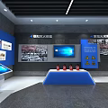 Safety Experience Digital Exhibition Hall Interior With Large Screen Safety Slogan And Display Walls