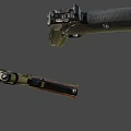 Two Modern Pistols with Wooden And Black Grips Detailed Design And Sleek Finish
