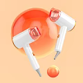 Modern Design Hairdryer Daily Electrical Appliance With White Red Accents And Circular Elements