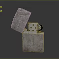 Square Shaped Leather Lighter With Open Lid Metal Internal Structure Black Roller Golden Accent