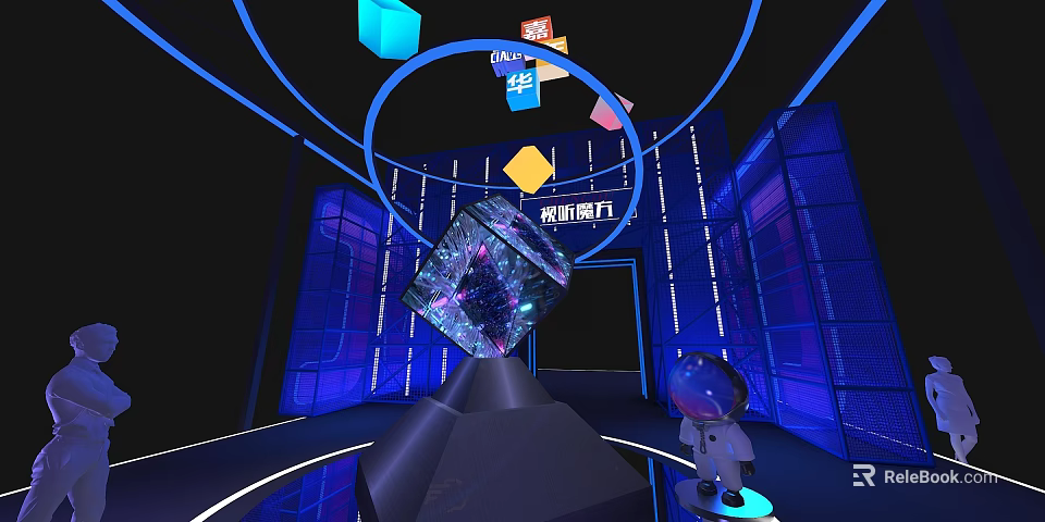 Guiyang Computing Power Tech Installation With Futuristic Cube And Blue Lighting 3d model 