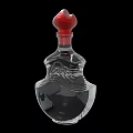 Decorative Transparent Glass Bottle With Red Cap And Intricate Carved Patterns