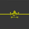 Building Block Toy Airplane With Yellow Wings Gray Body Black Cockpit And Landing Wheels