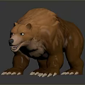3D Brown Bear Model Featuring Furry Texture Standing Pose Sharp Claws And Fierce Look 3d model