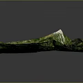 Scenic 3D Terrain Model of Green Mountains With Sunlit Peaks and Lush Vegetation