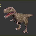 3D Rendered Tyrannosaurus Rex Character Standing with Open Mouth Exposed Teeth on Dark Background