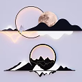 Modern Minimalist Wall Lamp With Mountain Moon Design And Circular Ring Lighting 3d model