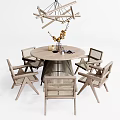 Nordic Dining Table and Chair Combination Dining Table and Chair Round Dining Table and Chair 3d model