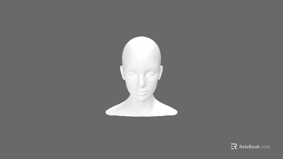 Minimalist Woman White Head Sculpture on Gray Background 3d model 