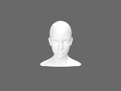 Minimalist Woman White Head Sculpture on Gray Background 3d model