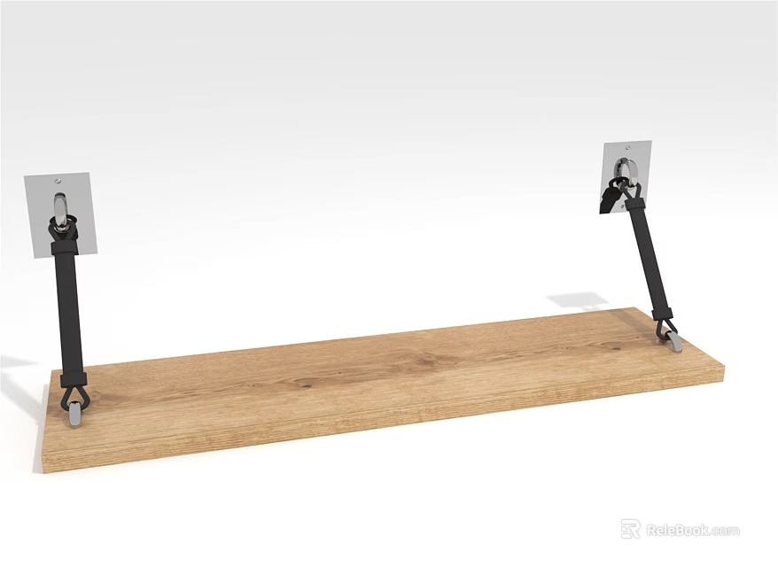Sturdy Wooden Wall Mounted Storage Shelves With Metal Support Brackets 3d model 