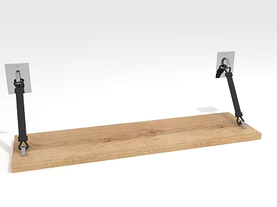 Sturdy Wooden Wall Mounted Storage Shelves With Metal Support Brackets 3d model