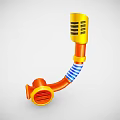 Colorful Orange And Yellow Curved Horn Shaped Play Equipment With Blue White Stripes