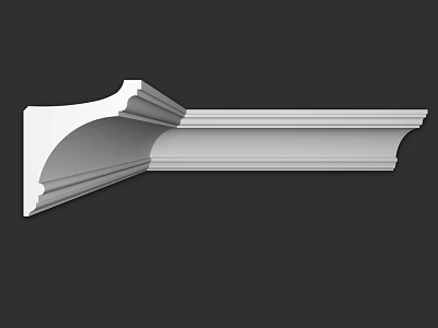 White Decorative Architectural Molding With Detailed Layered Structure For Interior Decoration 3d model