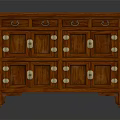 Traditional Wooden Entryway Cabinet Sideboard With Drawers Doors And Brass Handles