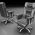 Modern Black Leather Office Chairs With Adjustable Backrest And Swivel Wheels