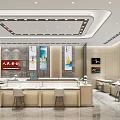Modern Jewelry Store Interior With Display Cases Beige Counters Decorative Paintings And Lighting