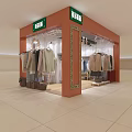 Stylish Clothing Store Interior With Hanging Fashion Apparel Display Racks And Mirrors