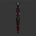 Futuristic Red and Black Weapon with Shiny Metallic Body and Circular Components