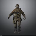 3D Model of Tactical Combat Character With Mask Cape And Gear Pouches