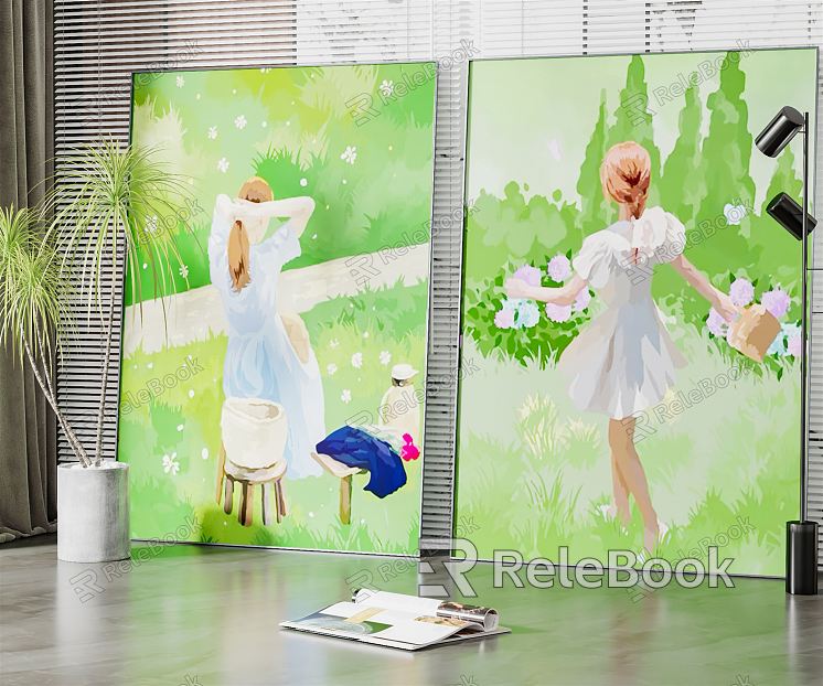 Modern figure painting acrylic screen partition model