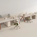 Modern Open Public Office Space With White Desks Green Chairs Computers And Storage Cabinets