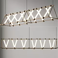 Modern Linear Chandelier With Geometric Brass Frame And LED Light Fixtures