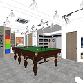 Modern Office Interior Design With Open Bookshelves Marble Table Wooden Partition And Art Painting