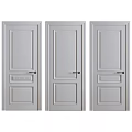 Three Modern White Hinged Doors With Panel Design And Black Handles 3d model