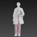 Woman Doctor In White Coat With Stethoscope And Pink Pants Holding Folder