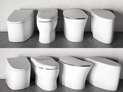 Modern White Toilets With Various Styles And Sleek Designs For Bathrooms 3d model