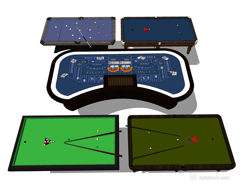 Indoor Sports Equipment With Billiard Air Hockey And Foosball Game Tables 3d model 